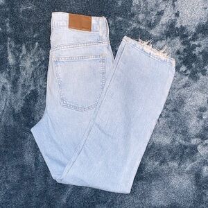 Madewell Light Blue Cropped Jeans with Distressed Hem